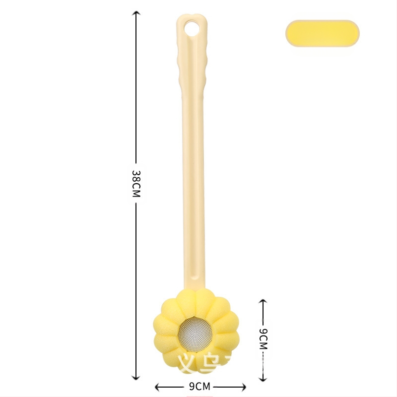 Четка за вана и вана с дълга дръжка, масаж на гърба без нужда от помощ, гъбена четка за вана, масажна четка за гръб, ексфолиращ артефакт