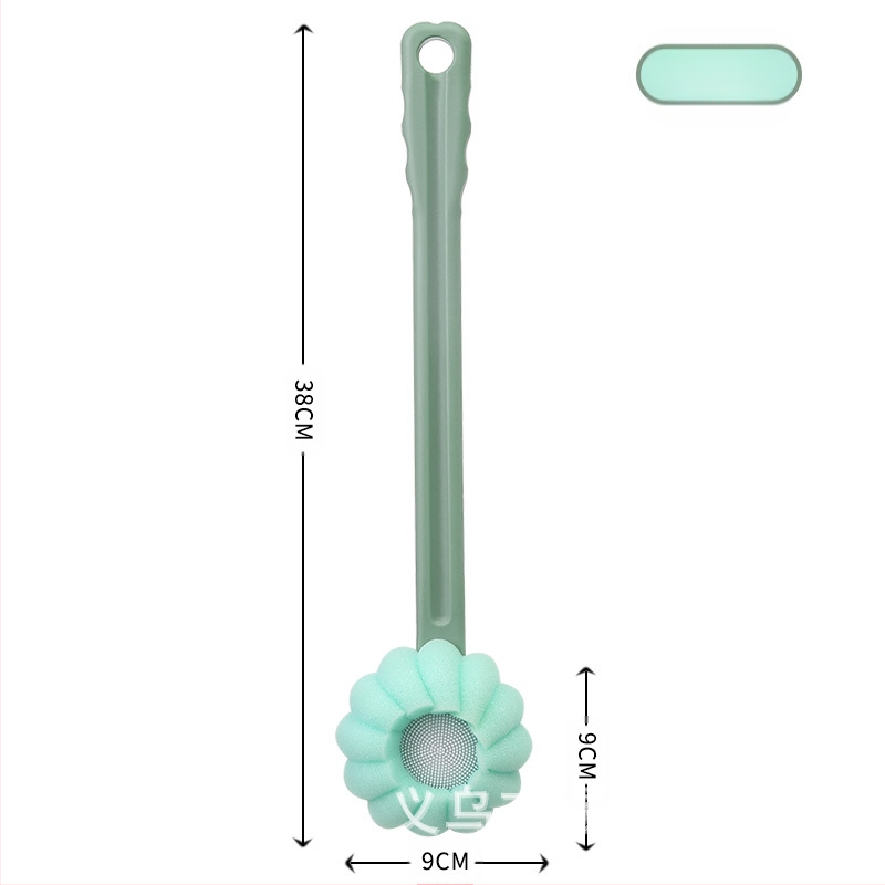 Четка за вана и вана с дълга дръжка, масаж на гърба без нужда от помощ, гъбена четка за вана, масажна четка за гръб, ексфолиращ артефакт