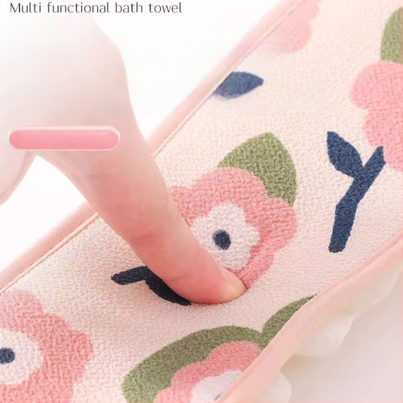 Кърпа за гръб с лента за двойно приложение, мощен препарат за премахване на петна за възрастни, нова лента за гръб с цвете за баня за мъже и жени