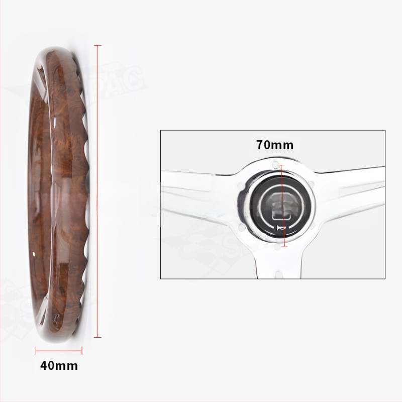 Трансгранична горещо продавана автомобилна модификация 14-инчов волан от прасковено дърво ABS Ретро плосък без лого Универсална модификация