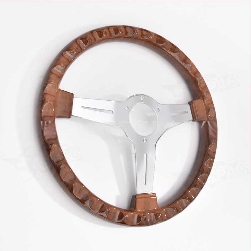 Трансгранична горещо продавана автомобилна модификация 14-инчов волан от прасковено дърво ABS Ретро плосък без лого Универсална модификация