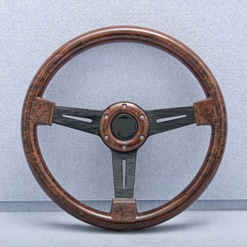 Трансгранична горещо продавана автомобилна модификация 14-инчов волан от прасковено дърво ABS Ретро плосък без лого Универсална модификация