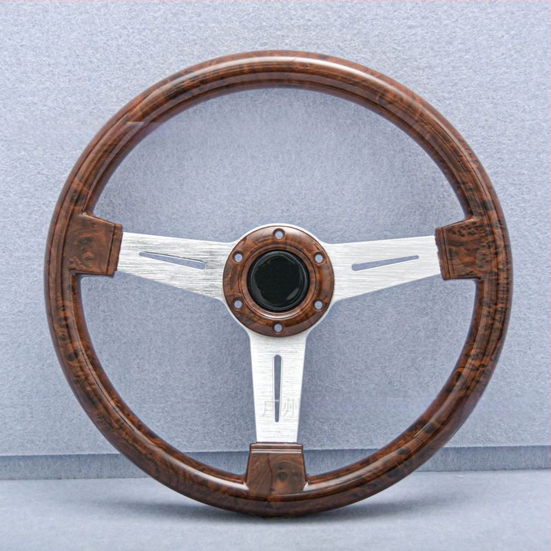 Трансгранична горещо продавана автомобилна модификация 14-инчов волан от прасковено дърво ABS Ретро плосък без лого Универсална модификация