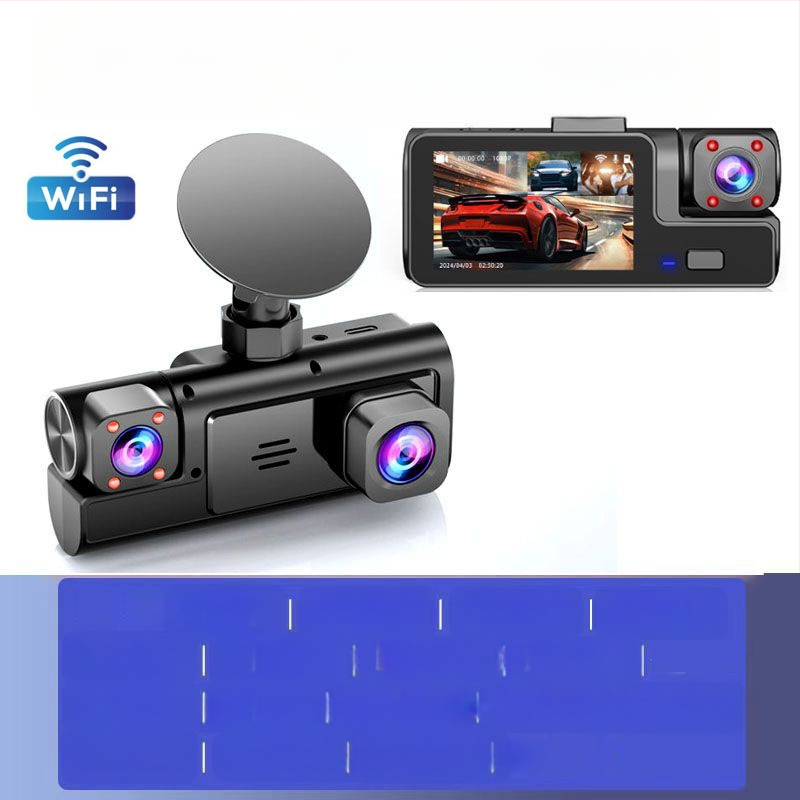 Trīsvirzienu kameras braukšanas ierakstītājs 1080P trīs objektīvi ar atpakaļgaitas attēlu automašīnas ierakstītājs mobilo tālruņu savienojumu rūpnīca