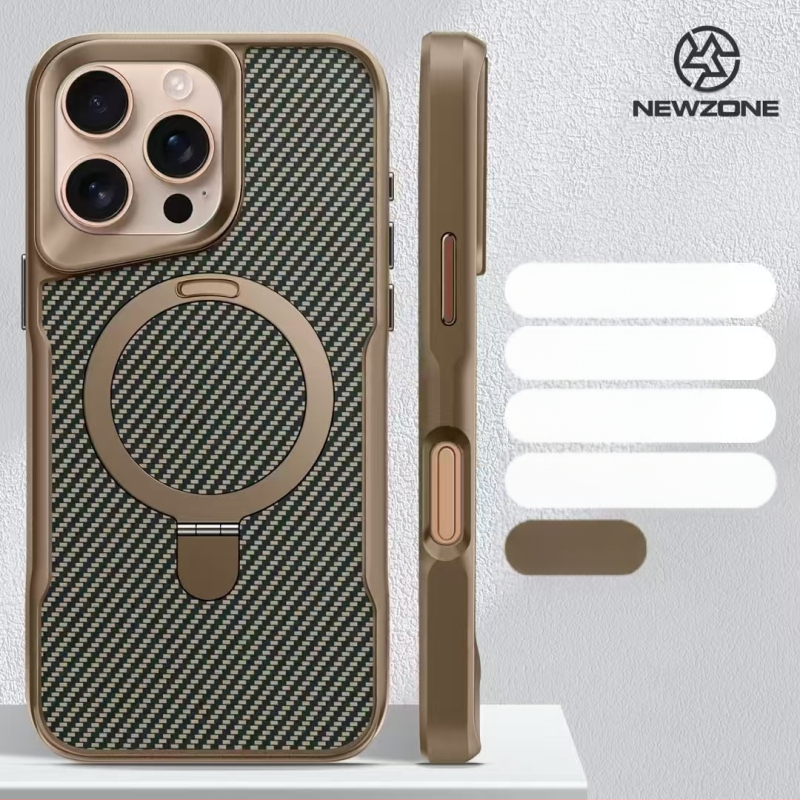 Подходящ за Iphone 17, калъф за мобилен телефон Armor, малка талия, карбонов модел, магнитна стойка, Apple 16, защитен калъф против падане
