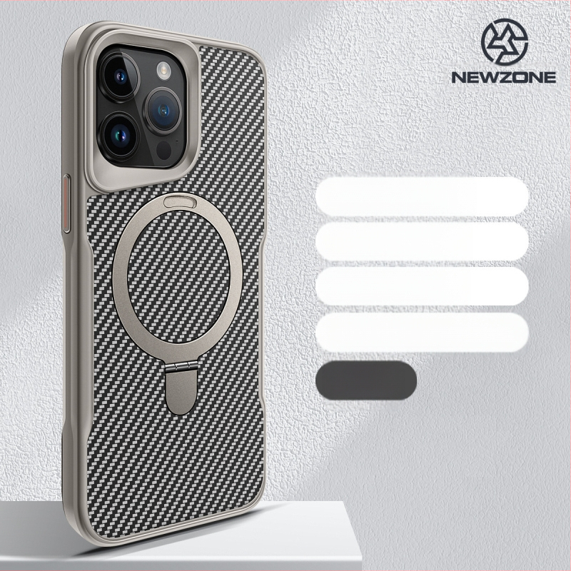 Подходящ за Iphone 17, калъф за мобилен телефон Armor, малка талия, карбонов модел, магнитна стойка, Apple 16, защитен калъф против падане