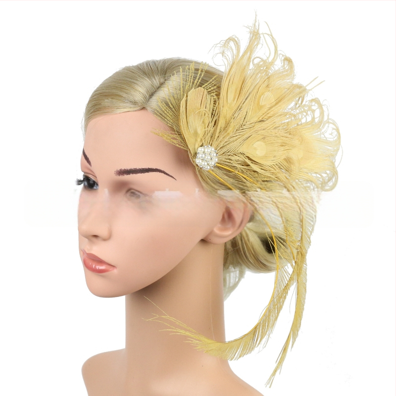 Европейски и американски горещо продавани булчински паунови пера за шапки за парти бал преувеличени фиби за коса аксесоари за коса бутикова шапка