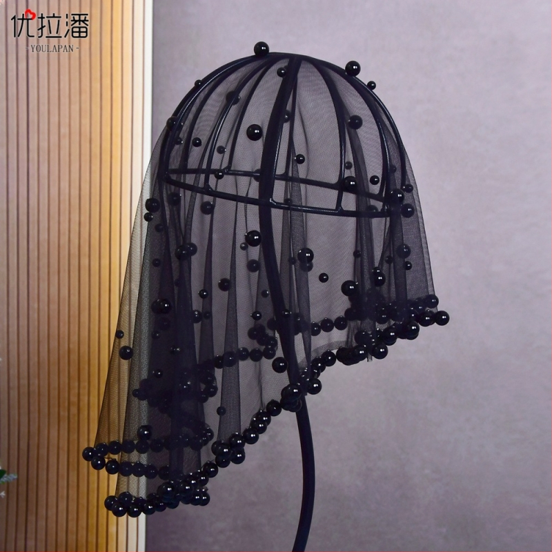 Youlapan Va10 Елегантна ретро прическа Перлен воал Сватбен бал Вечеря Рецепция Най-лесният за съвпадение Аксесоари за покриване на лице