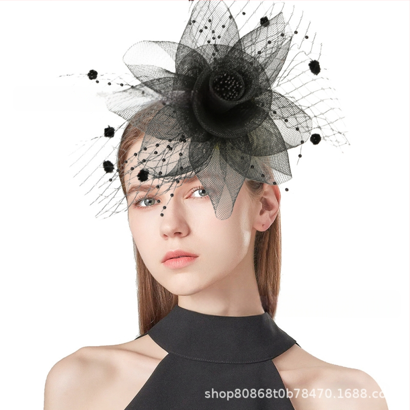 Tarpvalstybiniai „Amazon“ sprogimai. Moterų tinklinis marlės gaminys, Europos ir Amerikos naujo grožio galvos apdangalas, žirgų lenktynių festivalis, dekoratyvinė galvos gėlė, retro šydas.