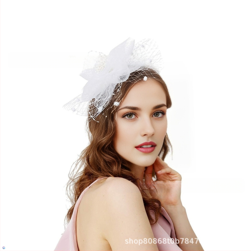 Tarpvalstybiniai „Amazon“ sprogimai. Moterų tinklinis marlės gaminys, Europos ir Amerikos naujo grožio galvos apdangalas, žirgų lenktynių festivalis, dekoratyvinė galvos gėlė, retro šydas.