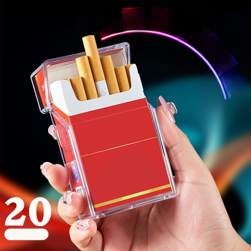 HB209B caurspīdīga gradienta cigarešu maciņa 20 ABS plastmasas pretspiediena mitruma atlokāma plāna pārnēsājama cigarešu maciņa