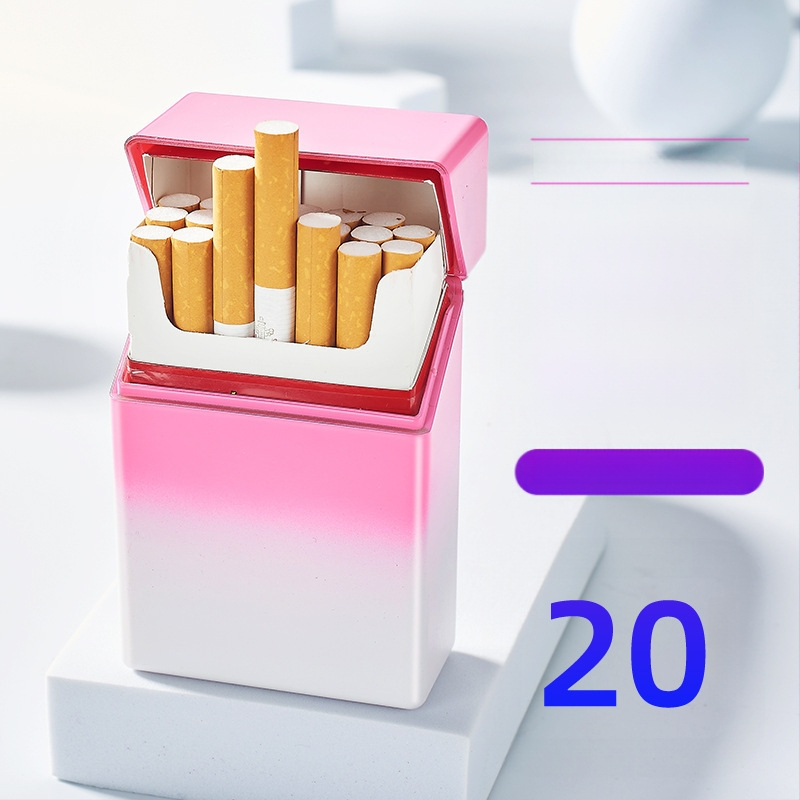 HB209B permatomas gradientinis cigarečių dėklas 20 ABS plastiko anti-slėgio drėgmės atverčiamas plonas nešiojamas cigarečių dėklas