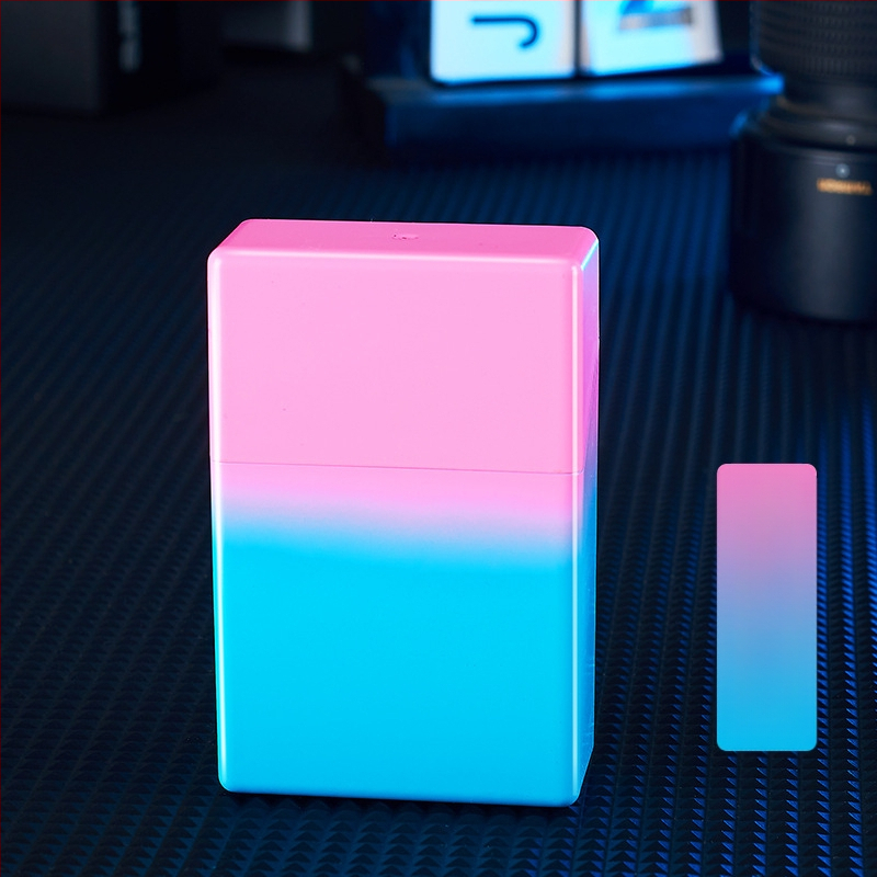 HB209B permatomas gradientinis cigarečių dėklas 20 ABS plastiko anti-slėgio drėgmės atverčiamas plonas nešiojamas cigarečių dėklas