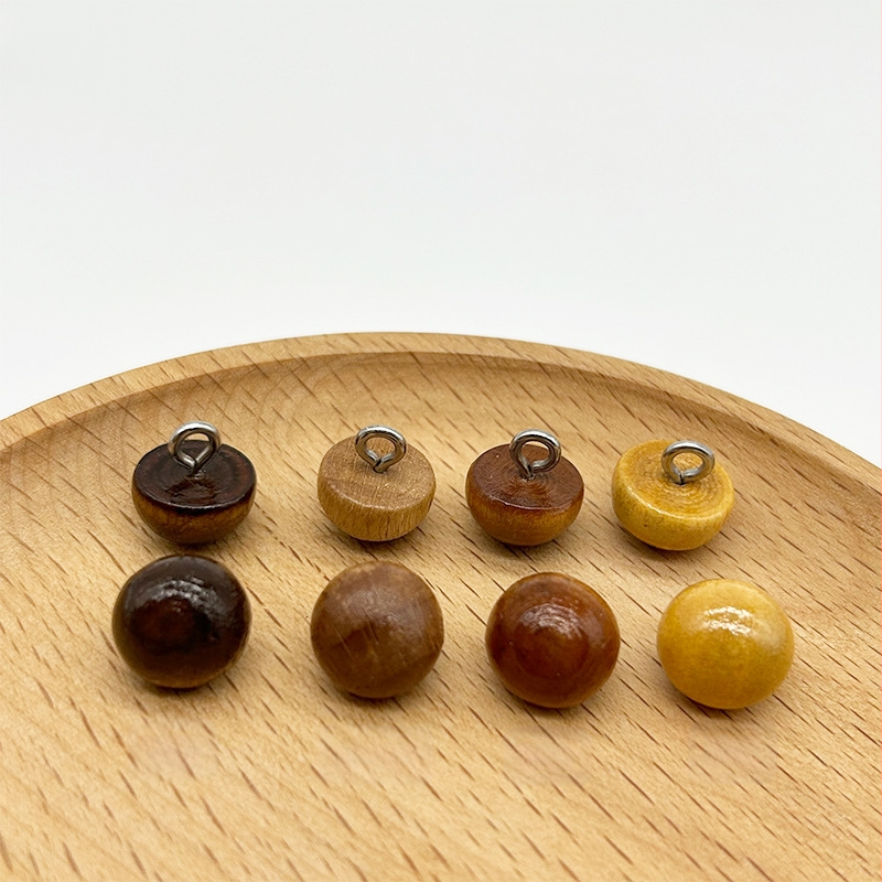 Apvalios medinės sagos su grybo formos kojelėmis, medinės sagos su aukšta kojelėmis, rankomis siūtos medinės sagos, dekoratyvinės sagos Hanfu marškinėliams