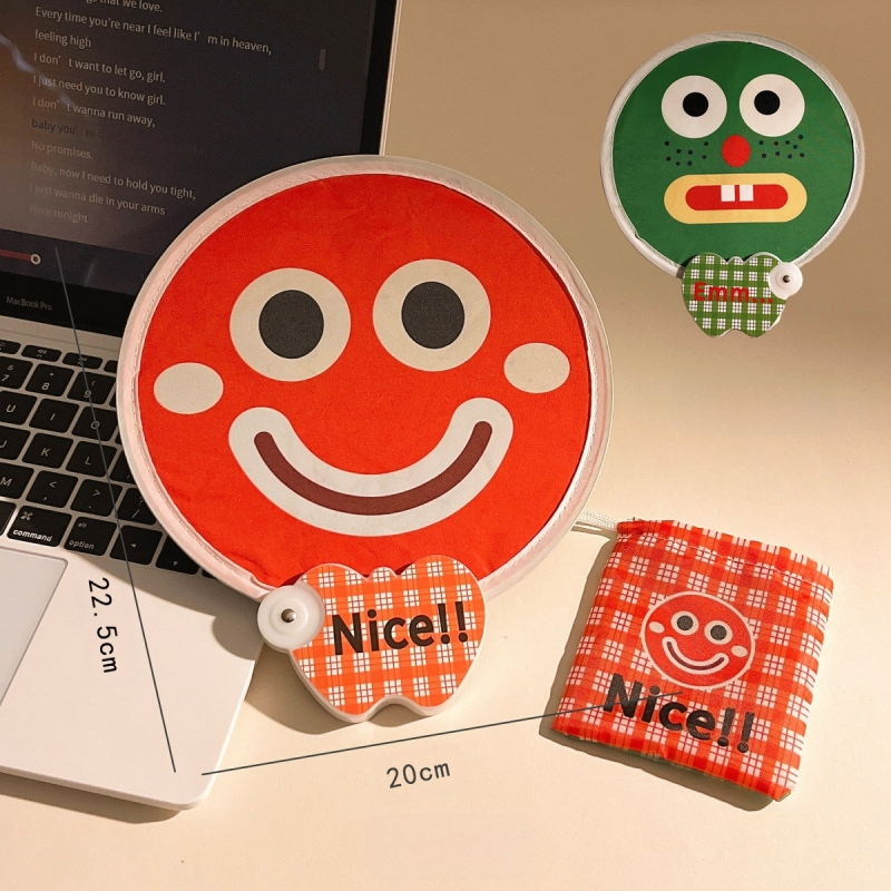 Koomiksist kahepoolne väljendusventilaator, suvine kokkupandav väike ventilaator, armas käeshoitav väike ventilaator, väike ümmargune ventilaator lastele ja õpilastele