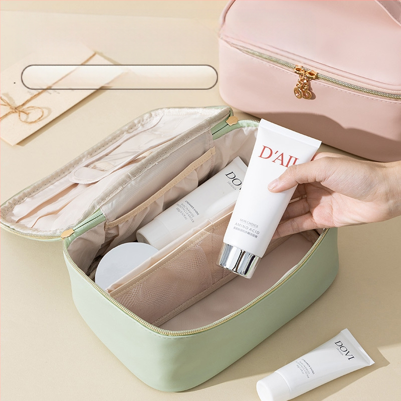 Nová kozmetická taška z PU, úložná kozmetická taška, cestovná prenosná pracia taška s veľkou kapacitou, farebná kozmetická taška
