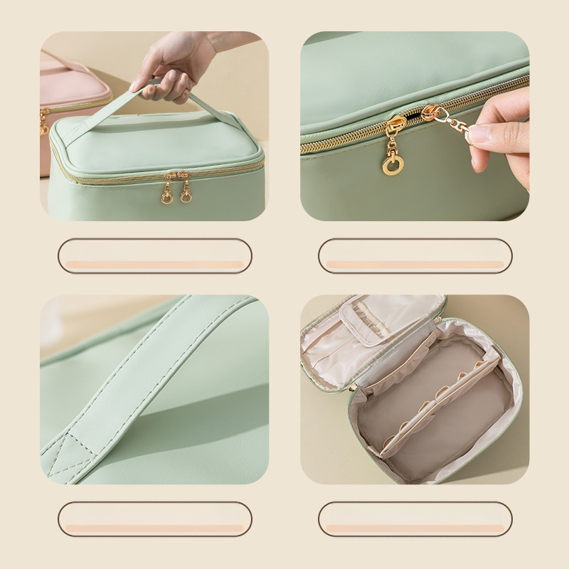 Nová kozmetická taška z PU, úložná kozmetická taška, cestovná prenosná pracia taška s veľkou kapacitou, farebná kozmetická taška