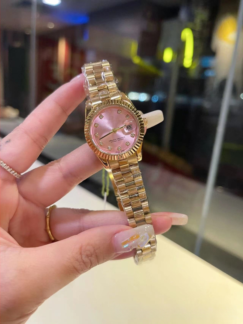 Дамски кварцов часовник Diary Classic Mother-Of-Pearl Diamond Face, компактен, с катарама тип „пеперуда“, с циферблат Temperament Watch Danny Road