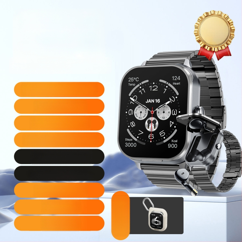 „Tws“ dvigubos „Bluetooth“ ausinės, MP3, dviejų viename, binauralinis stebėjimas, išmanusis apyrankės rinkiklis, telefonas, suaugusiųjų išmanusis laikrodis