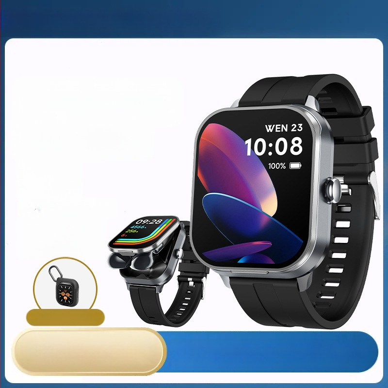 „Tws“ dvigubos „Bluetooth“ ausinės, MP3, dviejų viename, binauralinis stebėjimas, išmanusis apyrankės rinkiklis, telefonas, suaugusiųjų išmanusis laikrodis