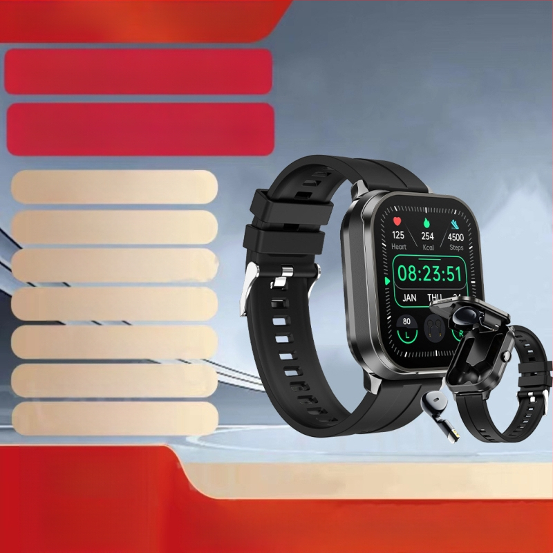 „Tws“ dvigubos „Bluetooth“ ausinės, MP3, dviejų viename, binauralinis stebėjimas, išmanusis apyrankės rinkiklis, telefonas, suaugusiųjų išmanusis laikrodis