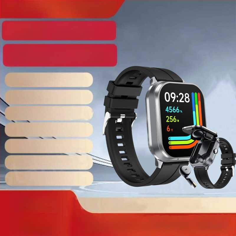 „Tws“ dvigubos „Bluetooth“ ausinės, MP3, dviejų viename, binauralinis stebėjimas, išmanusis apyrankės rinkiklis, telefonas, suaugusiųjų išmanusis laikrodis