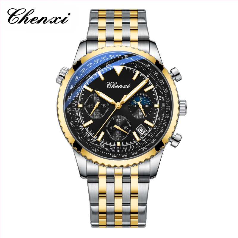 Мъжки часовник Chenxi, моден многофункционален часовник, мъжки кварцов часовник, светещ водоустойчив, производител на едро през граница