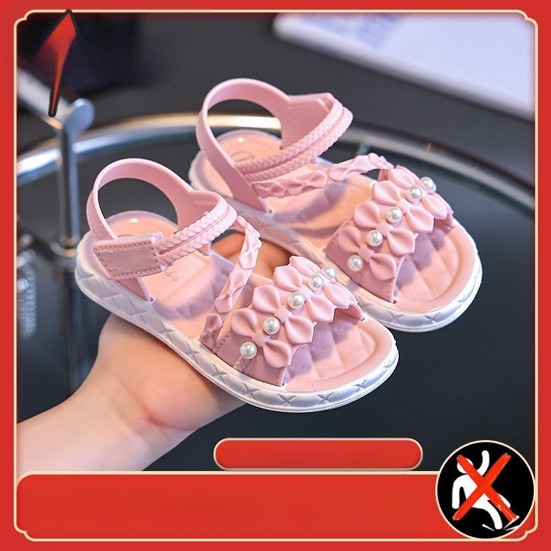 Meiteņu sandales Jaunas vasaras mazuļu meiteņu sandales pusmūža un vecākām meitenēm, kas valkā elpojošas bērnu princeses kurpes
