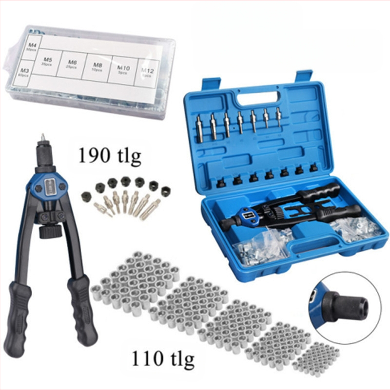 Stroj za zakivanje matica s navojem M3-M12, priključci za zakivanje, 300 komada ručnih strojeva za zakivanje/alat za matice s pištoljem za zakivanje
