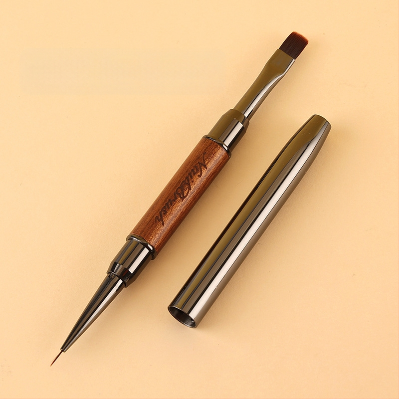 Sandalmedžio rinkinys su dangteliu, dvipusiu ištraukiamu lininiu fototerapijos šepetėliu, apvalia galva, dažytu gradientu, kvadratiniu ir apvaliu manikiūro šepetėliu nagų salonams