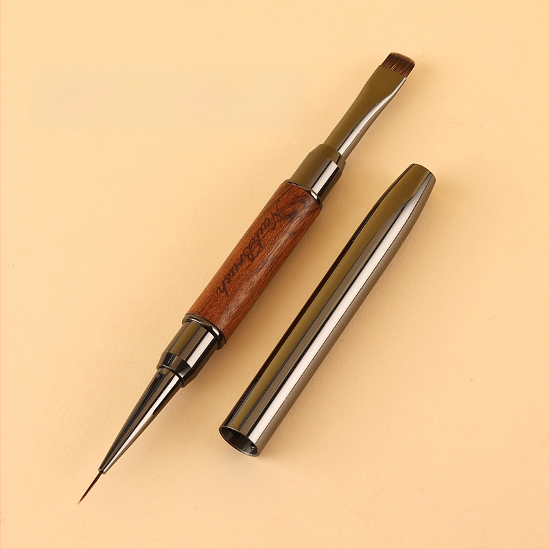 Sandalmedžio rinkinys su dangteliu, dvipusiu ištraukiamu lininiu fototerapijos šepetėliu, apvalia galva, dažytu gradientu, kvadratiniu ir apvaliu manikiūro šepetėliu nagų salonams