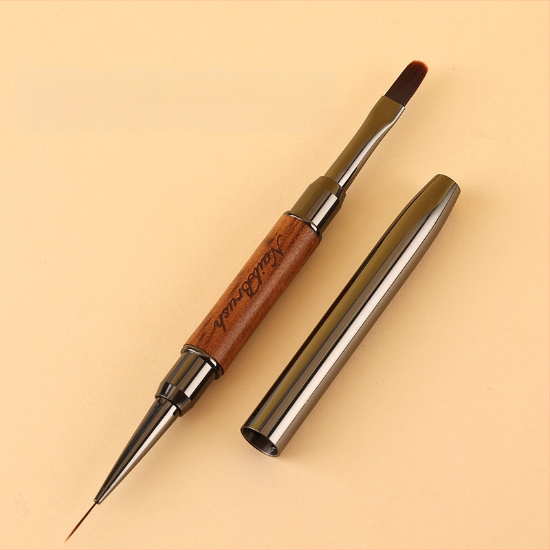 Sandalmedžio rinkinys su dangteliu, dvipusiu ištraukiamu lininiu fototerapijos šepetėliu, apvalia galva, dažytu gradientu, kvadratiniu ir apvaliu manikiūro šepetėliu nagų salonams