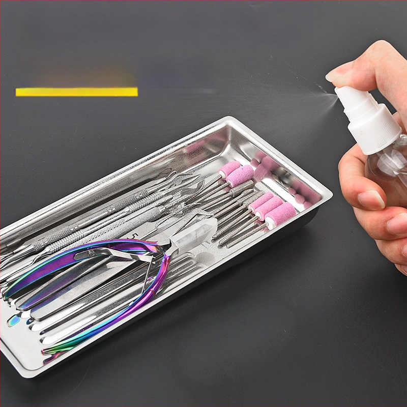 Spetsiaalne desinfitseerimisplaat küünetööriistadele. Paksendatud 304 roostevabast terasest, kõrge temperatuurikindel, korrosioonikindel, kaasaskantav küünetööriistade hoiustamine.