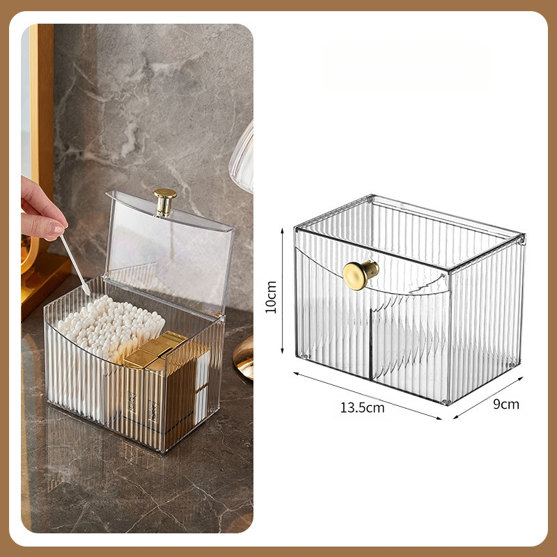 Kosmetikos laikymo dėžutė, vatos tamponėlis, kosmetinė vata, makiažo kiaušinis, kosmetinis šepetėlis, stalviršio laikymo vieta su dangčio skyriumi, permatoma apdailos dėžutė