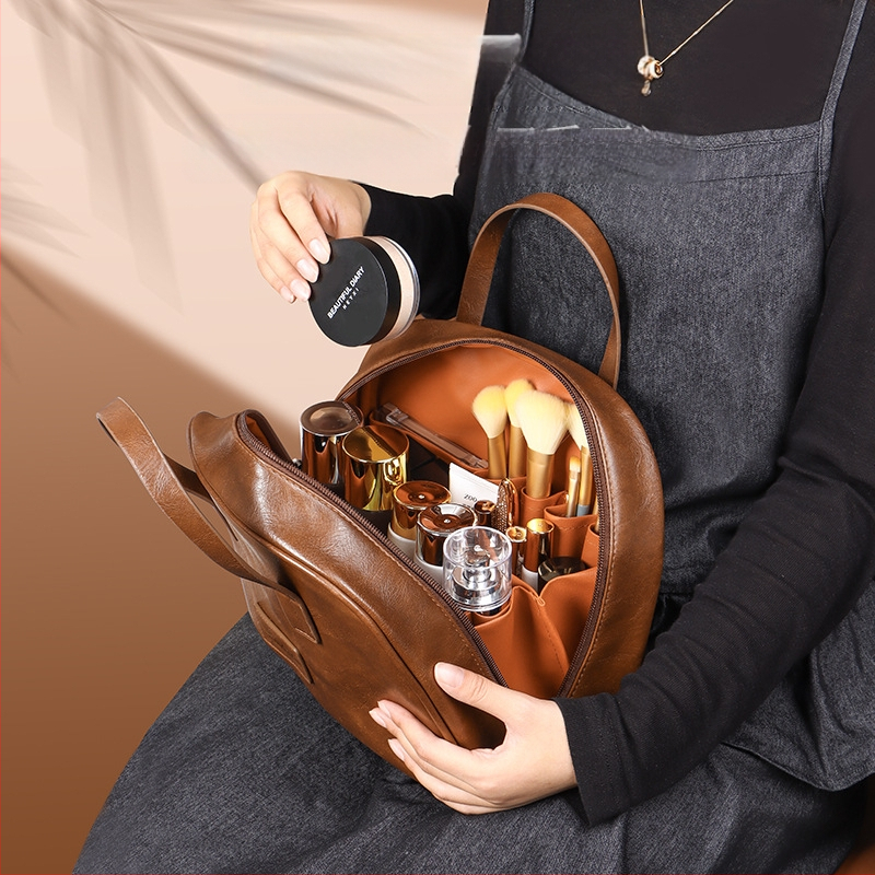 2025 Нова кожена ретро козметична чанта с голям капацитет, модна, висококачествена преносима чанта за съхранение на грижа за кожата
