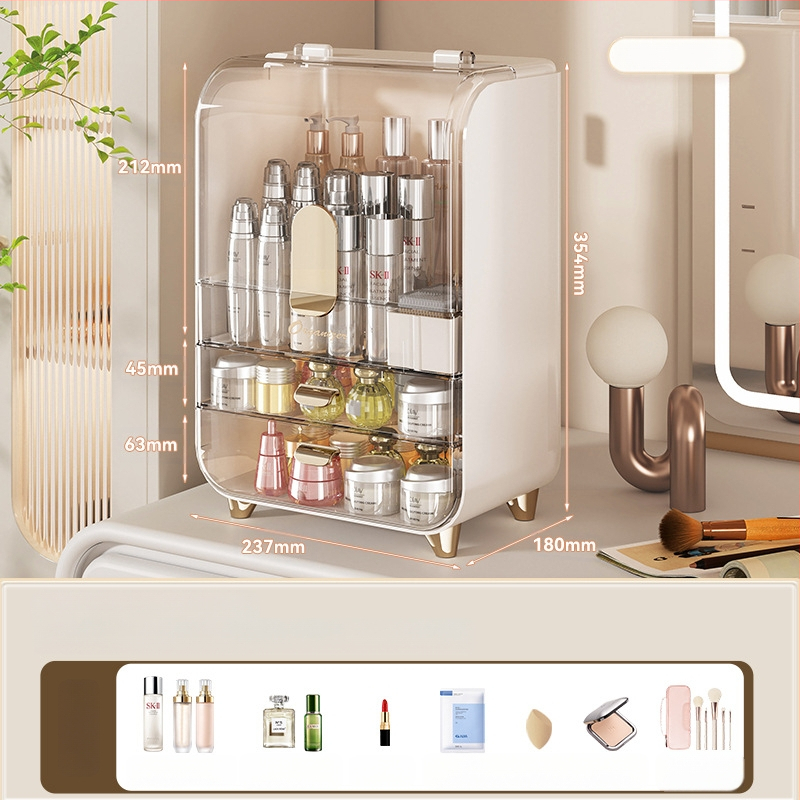 Tualetinis staliukas, kosmetikos laikymo dėžutė, buitinė, dulkėms atspari, didelės talpos odos priežiūros laikymo lentynėlė, skaidri laikymo spintelė, kosmetikos dėžutė