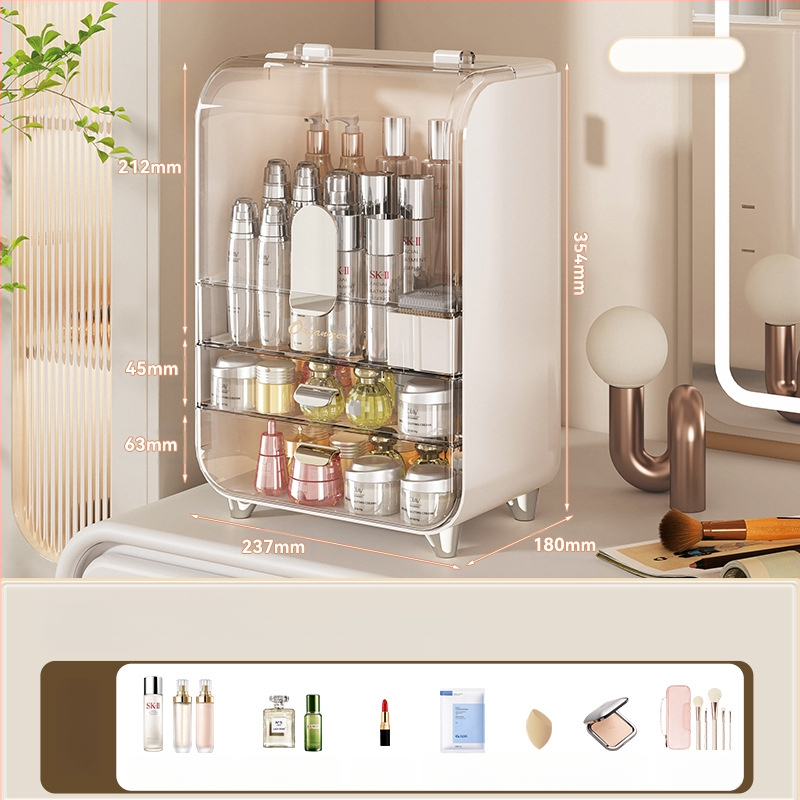 Tualetinis staliukas, kosmetikos laikymo dėžutė, buitinė, dulkėms atspari, didelės talpos odos priežiūros laikymo lentynėlė, skaidri laikymo spintelė, kosmetikos dėžutė