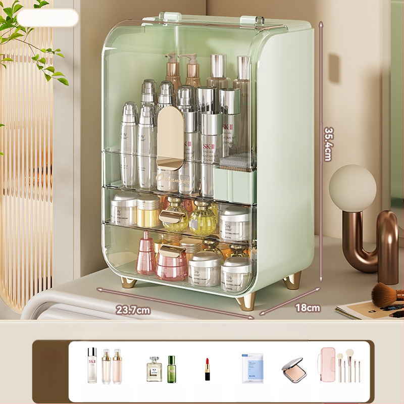 Tualetinis staliukas, kosmetikos laikymo dėžutė, buitinė, dulkėms atspari, didelės talpos odos priežiūros laikymo lentynėlė, skaidri laikymo spintelė, kosmetikos dėžutė
