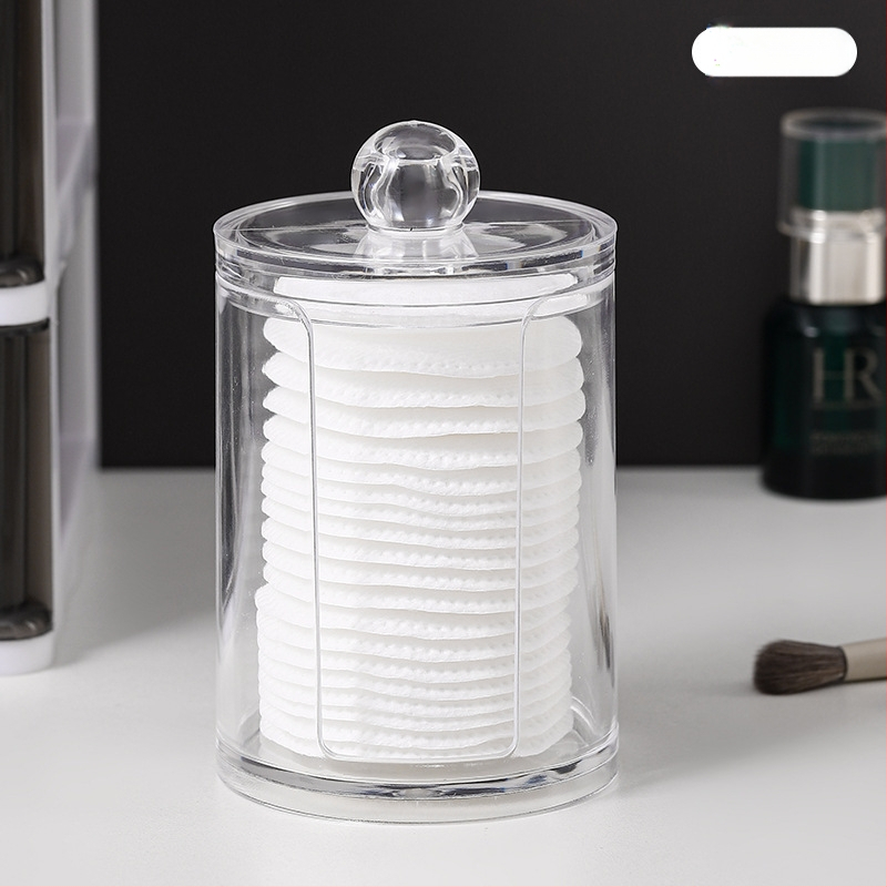 Dvisluoksnė apvali permatoma vatos tamponų laikymo dėžutė namams, darbalaukiui, makiažui, vatos dantų krapštuko dėžutė, didelė talpa, kūrybingi paprasti instrukcijų rinkiniai