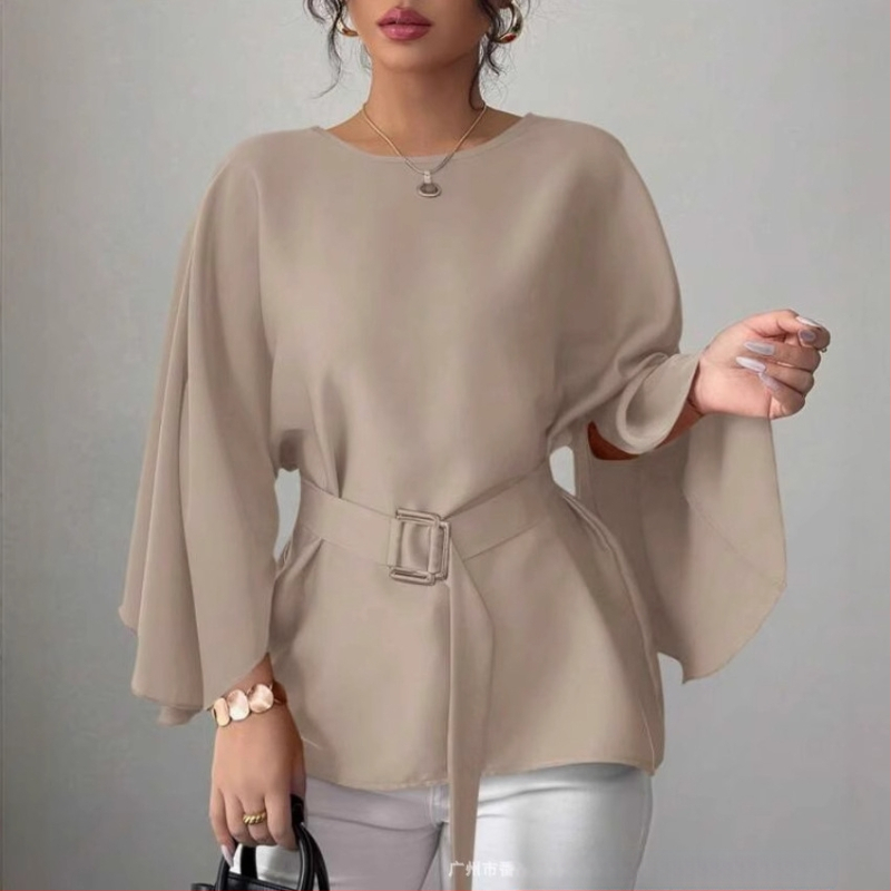 Elegants krekls ar satīna jostu 2025. gada vasarai, sieviešu apģērbs no Aliexpress, Amazon, ikdienas komforts, neatkarīga stacija.