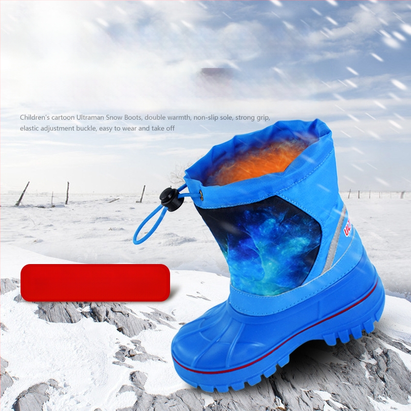Ultraman bērnu zābaki zēnu sniega zābaki zēnu sabiezināti kokvilnas zābaki bērnu āra silti lietus zābaki vairumtirdzniecībā