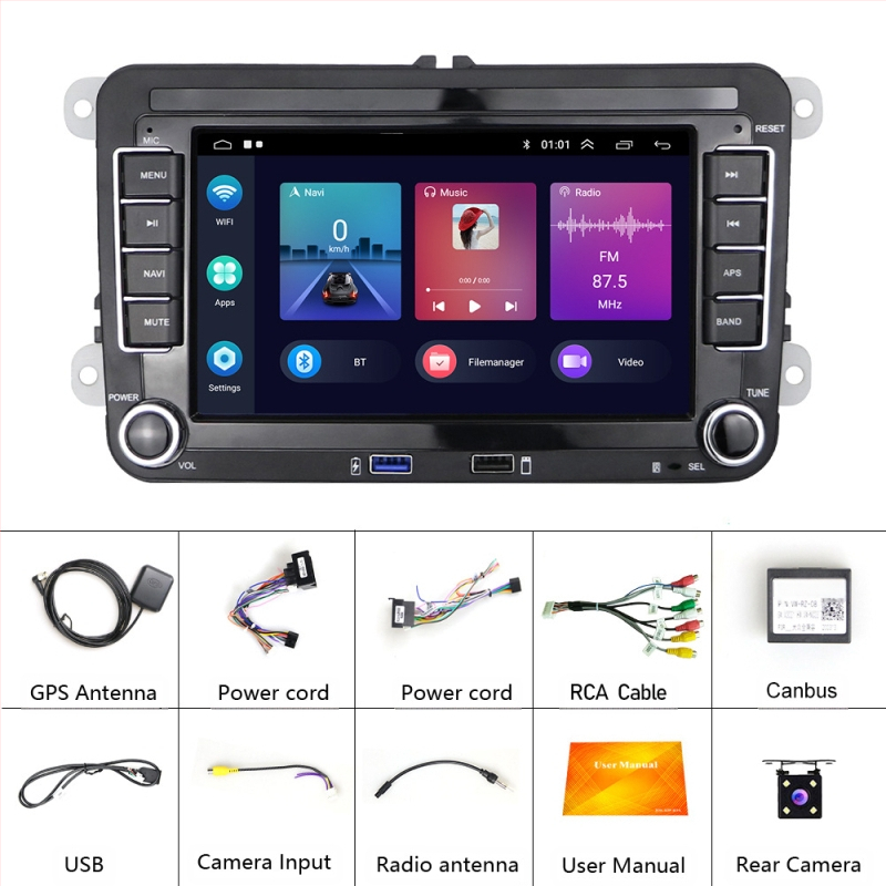 Piemērots Volkswagen automašīnai ar 7 collu Android 11 Carplay centrālo vadību, lielu ekrānu, navigāciju un atpakaļgaitas attēlu, viss vienā ierīcē.