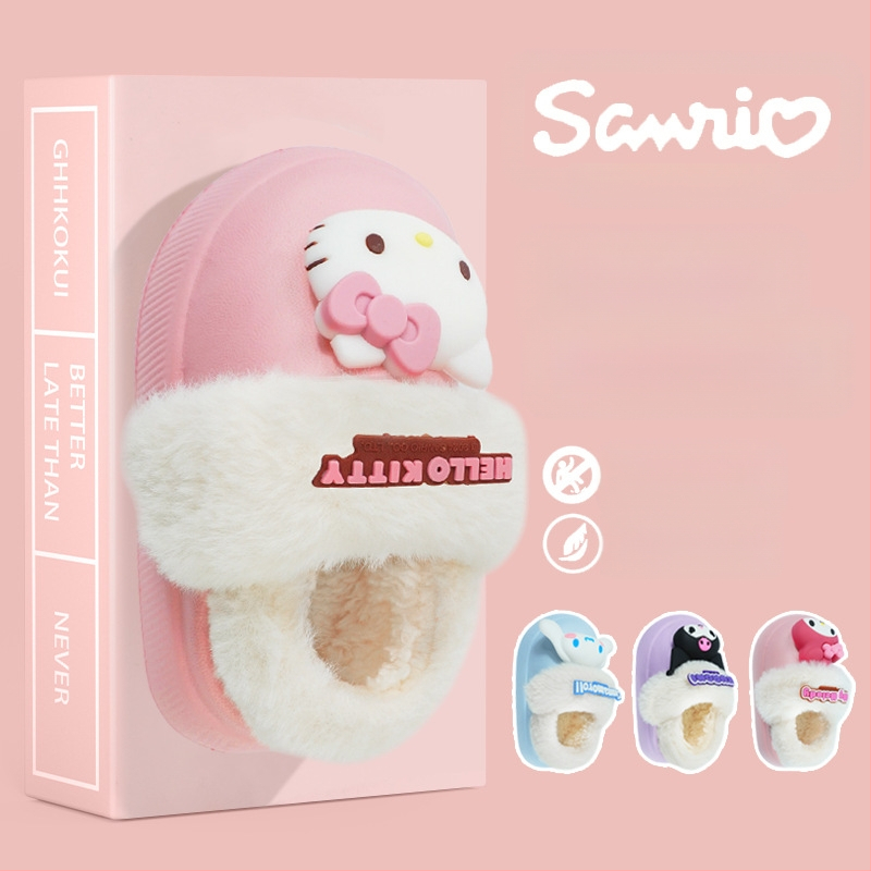 Sanrio tüdrukute puuvillased sussid poistele talveks armsad multifilmi siseruumides kasutatavad pehmed puuvillased kingad eemaldatava puuvillase voodriga