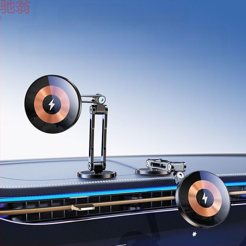 F6T magnetinis siurbimo laikiklis automobiliui, mobiliojo telefono navigacijos prietaisų skydelis, 360° besisukantis metalinis centrinės konsolės belaidis automobilio įkrovimo stovas