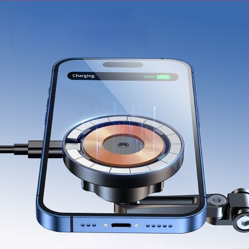 F6T magnetinis siurbimo laikiklis automobiliui, mobiliojo telefono navigacijos prietaisų skydelis, 360° besisukantis metalinis centrinės konsolės belaidis automobilio įkrovimo stovas