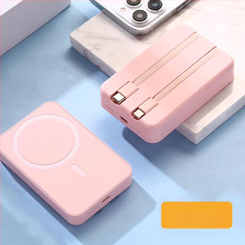 Tarpvalstybinė didmeninė magnetinė belaidė „Magsafe“ išorinė baterija su įmontuotu laidu. Itin plona, greitai įkraunama, nešiojama, pritaikoma.