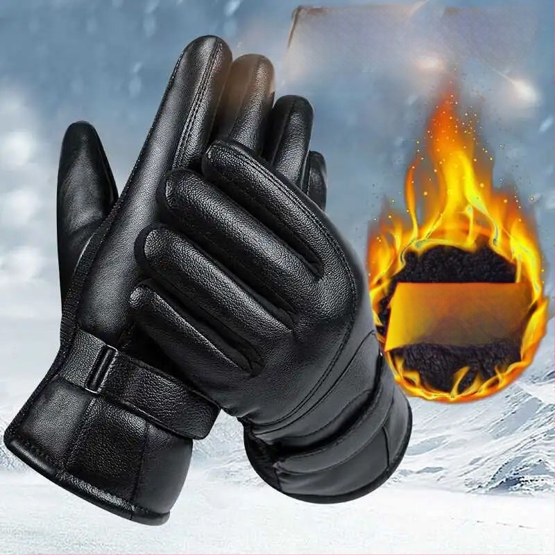 Odinės pirštinės, lietimui jautrūs ekranai, žieminės pirštinės vyrams ir moterims, motociklams, dviračiams, elektrinėms transporto priemonėms, žieminės, su vilnos pamušalu, sustorintos medvilnės, šiltos rudens ir žiemos metu.