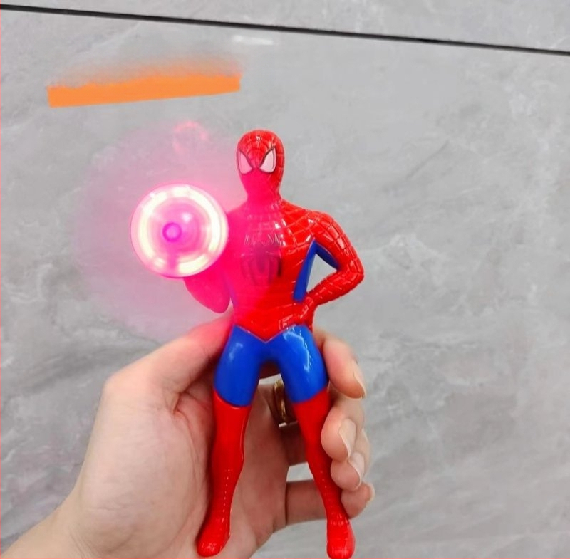 Mini „Ultraman“ šviečiantis ventiliatorius, rankomis sukamas elektrinis ventiliatorius, mažas rankinis, rankomis presuotas „Superman“ patogus rankinis ventiliatorius