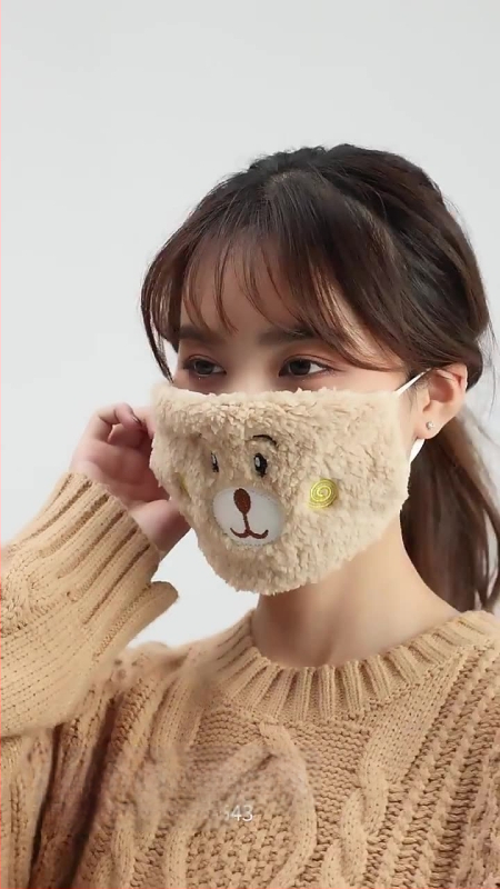 Talvine meeste ja naiste koomiksiga tikitud mask armas karumüts plush talvine soe külmakindel kõrvamask paaristiilis