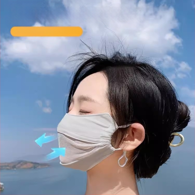 Kvėpuojanti tinklelio kaukė nuo saulės moterims, plonas skėtis nuo saulės, skirta visam veidui, ledo šilko kaukė vyrams, apsauganti nuo UV spindulių, vasarinė trimatė kaukė